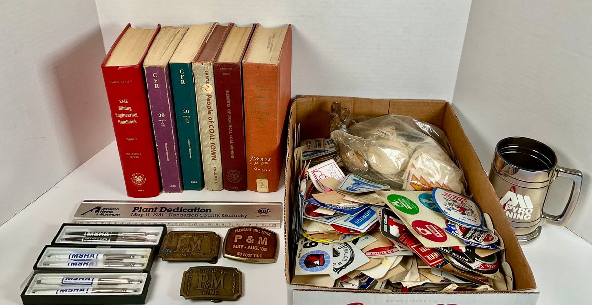 Mining Memorabilia Lot To Include Books, Decals, Belt Buckles & MSHA Pens