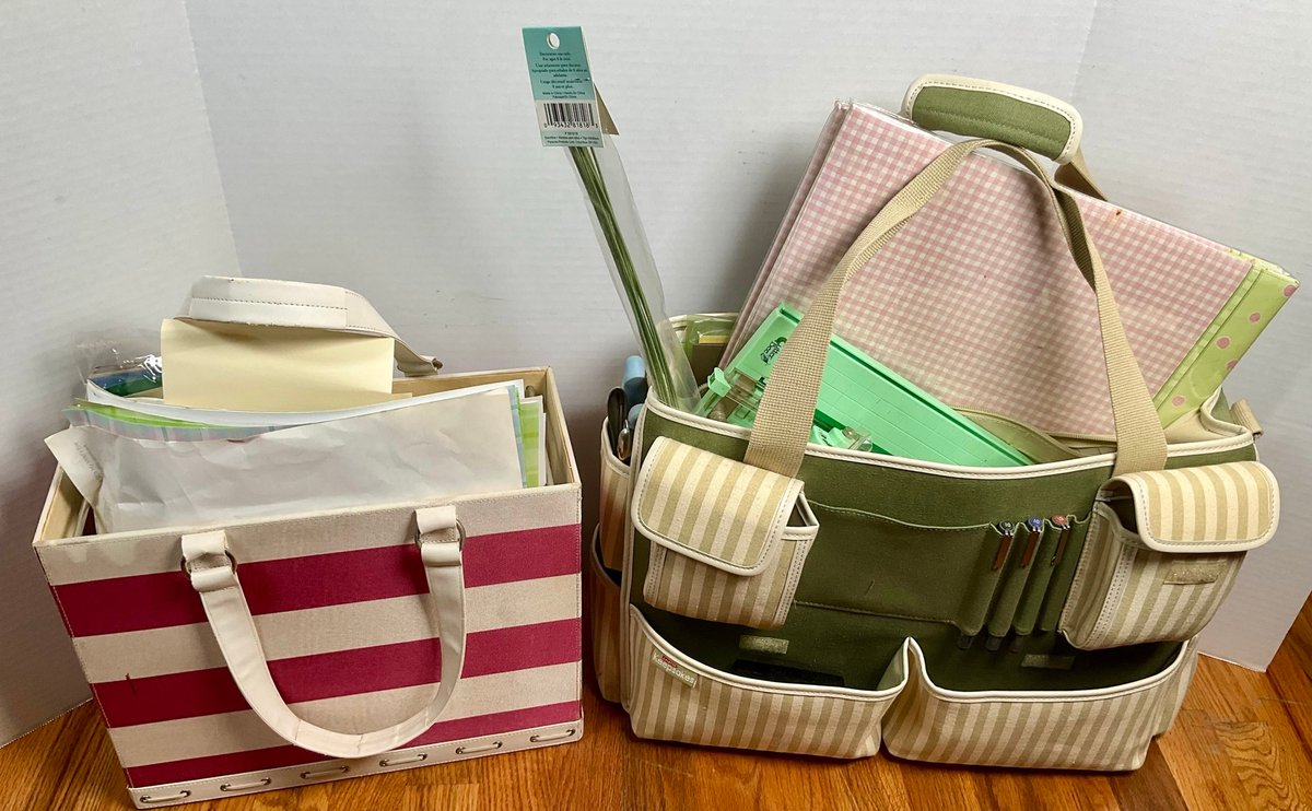 Scrapbooking Craft Supply Lot with Tote Bags Cutter and Albums