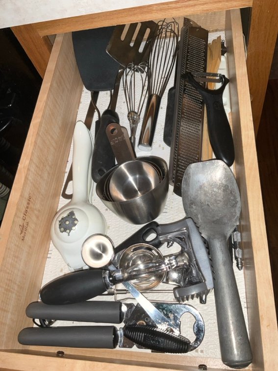 Large Kitchen Drawer Lot To Include Cutlery,  Flatware,  Linens &  Utensils