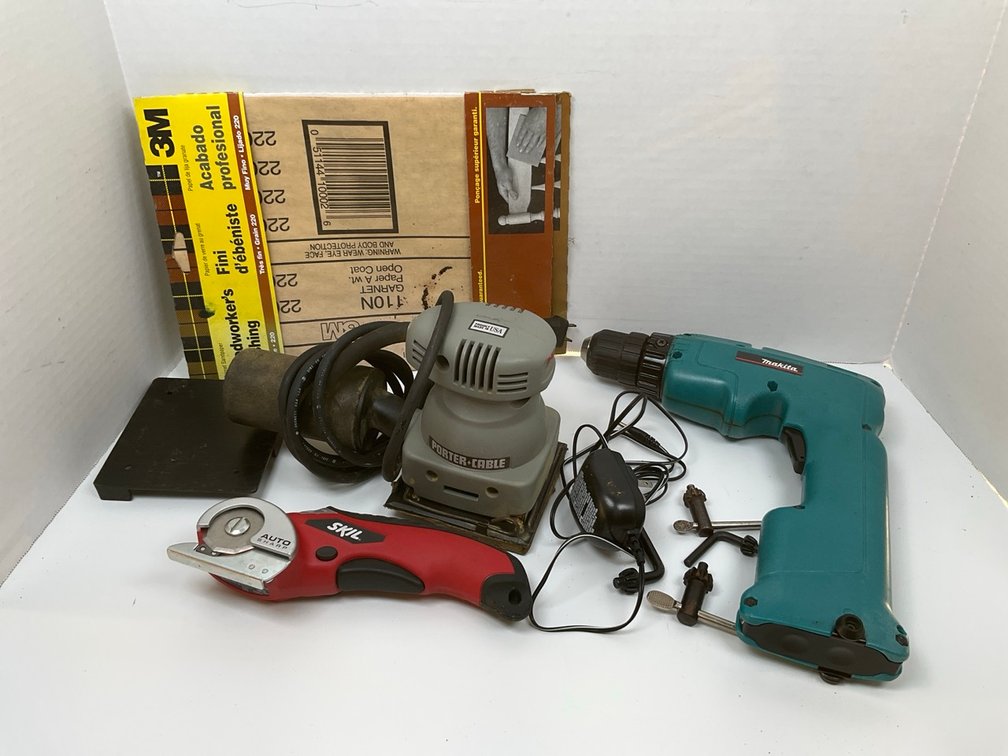 Porter-Cable Finishing Sander, Makita Cordless Drill and Skil Cutter