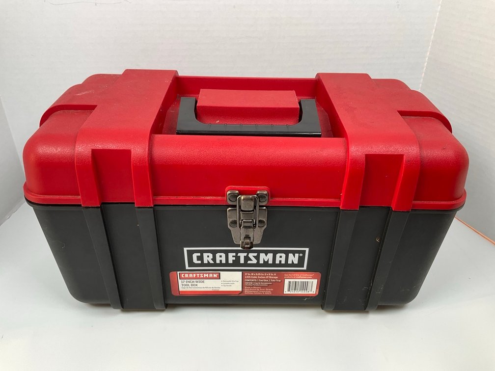 Craftsman 17-Inch Plastic Hand Tool Box with Removable Tray and Assorted Tools
