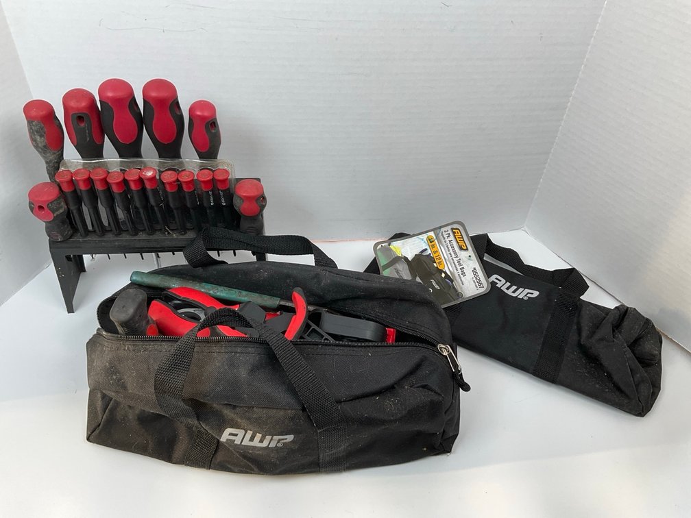 AWP Tool Bags with Screwdriver Set,  Bostitch Hammer and Hand Tools