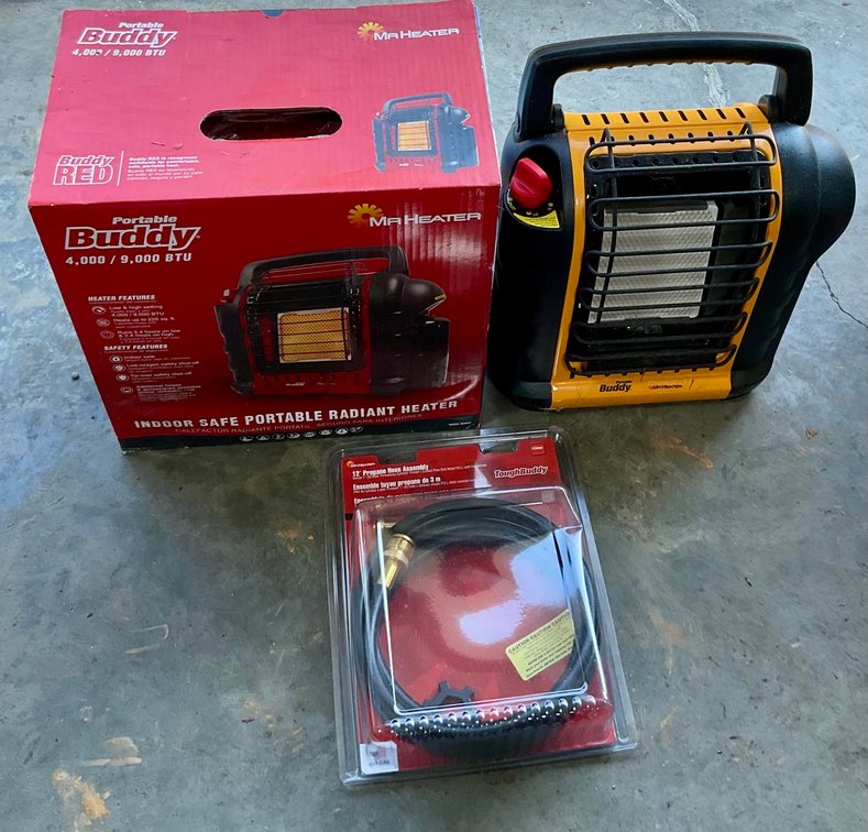 Mr. Heater Portable Buddy Radiant Heater With Box And Propane Hose & More