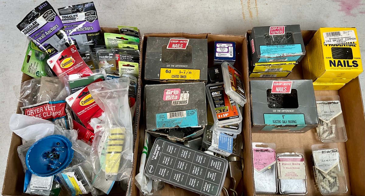 Assorted Hardware Lot To Include Screws, Nails, Anchors and Picture Hangers
