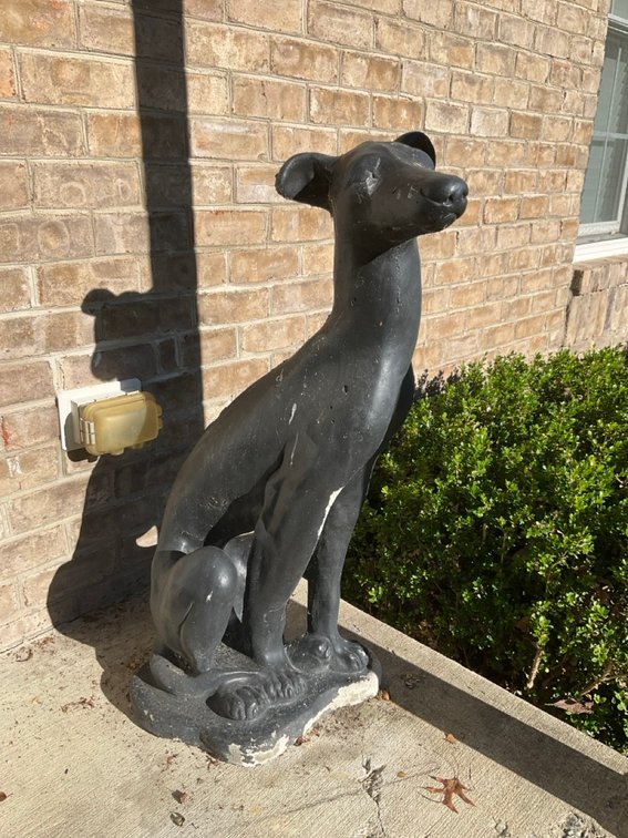 Cast Stone Black Seated Greyhound Garden Dog Statue