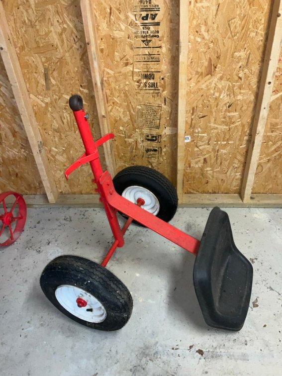 Red Garden Tractor Sulky Attachment with Molded Seat