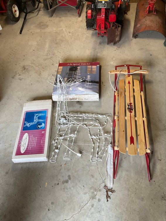Flexible Flyer Snow Sled with Lighted Reindeer and Spiral Tree Set
