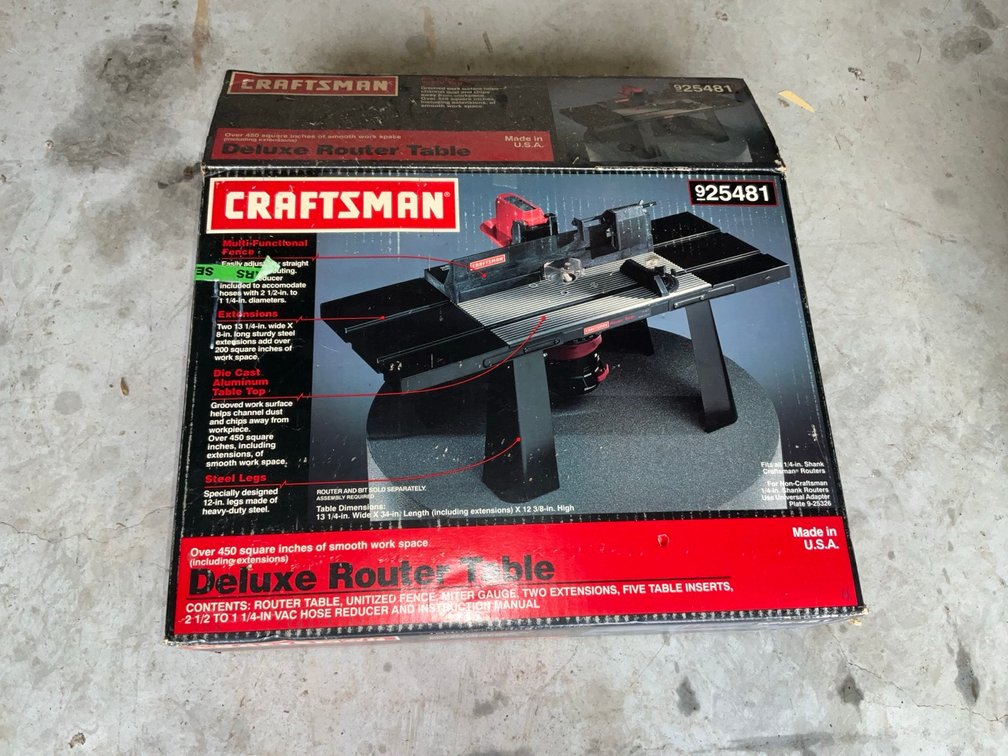 Craftsman Router Table, 2-HP Variable Speed Router, and Folding Sawhorses
