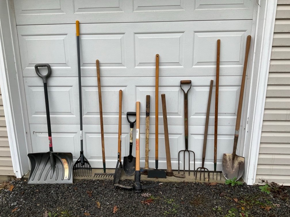 Assorted Garden and Yard Tools Including Suncast Snow Shovel