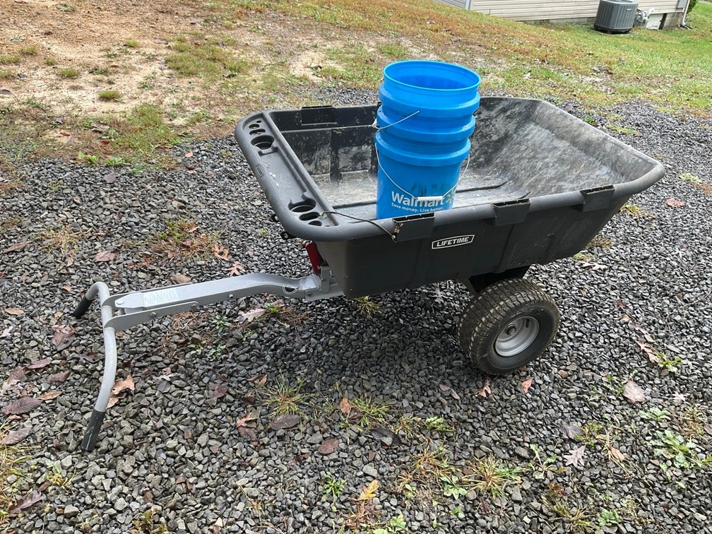 Lifetime Heavy-Duty Poly Yard Cart Trailer Wheelbarrow with Utility Buckets