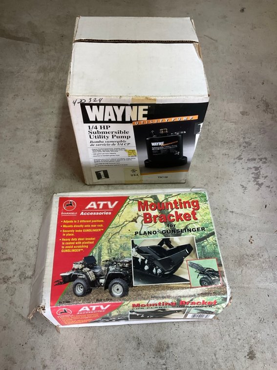 Wayne Submersible Utility Pump and San Angelo ATV Mounting Bracket Lot