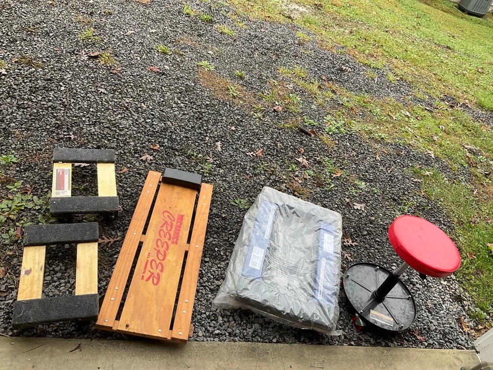 Workshop Creepers, Kobalt Dollies, Roller Stool, and Wooden Step Ladder
