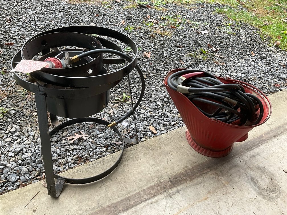 Outdoor Propane Single Burner Stove with Jumper Cables and Hod