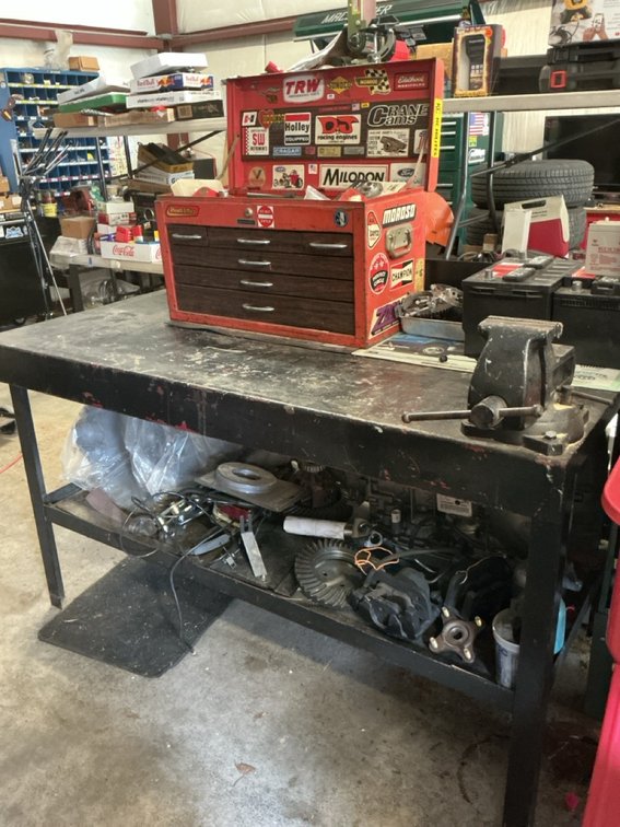 Steel Work Table With Toolbox and Vise