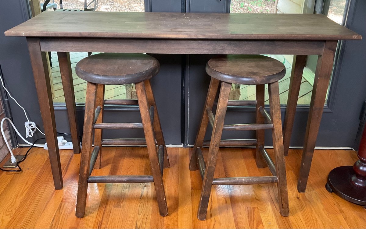 Solid Wood Table and Stools