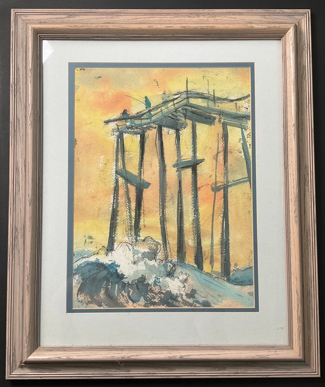 Watercolor Pier Scene by Local Roanoke Artist Eric Fitzpatrick