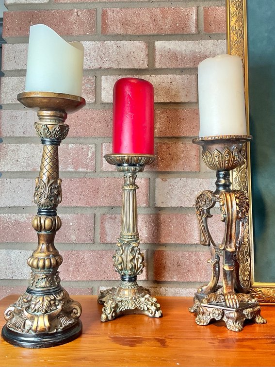 Six Bronze Tone Candlesticks