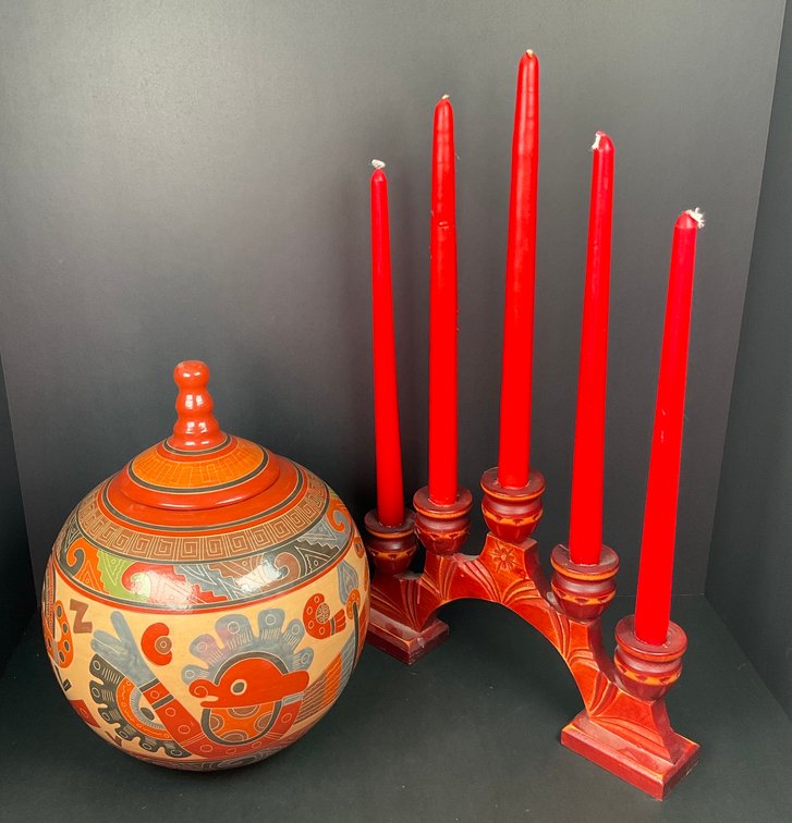 Mexican Pottery Jar & Unique Candle Holder