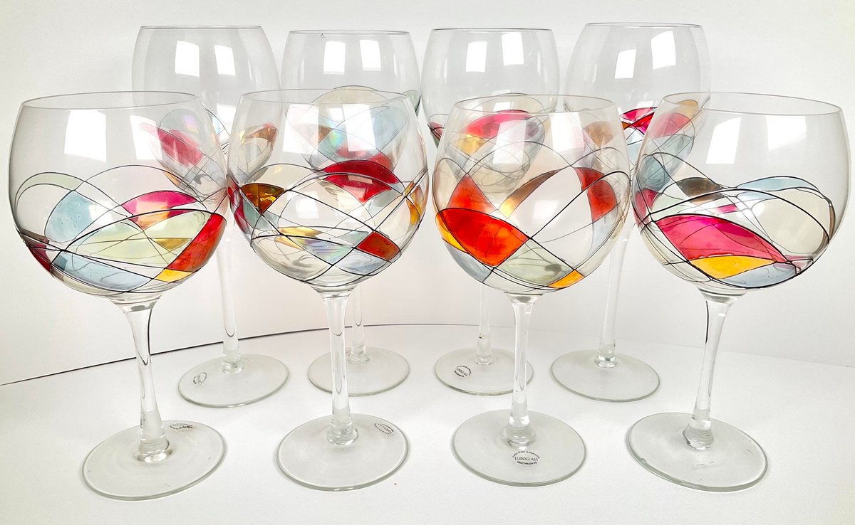 8 Colorful Blown Drinking Glasses
