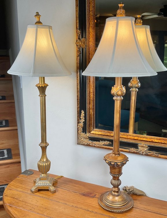 Two Gold Tone Accent Lamps