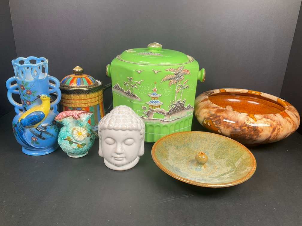 Hand Painted Japanese Biscuit Jar & More