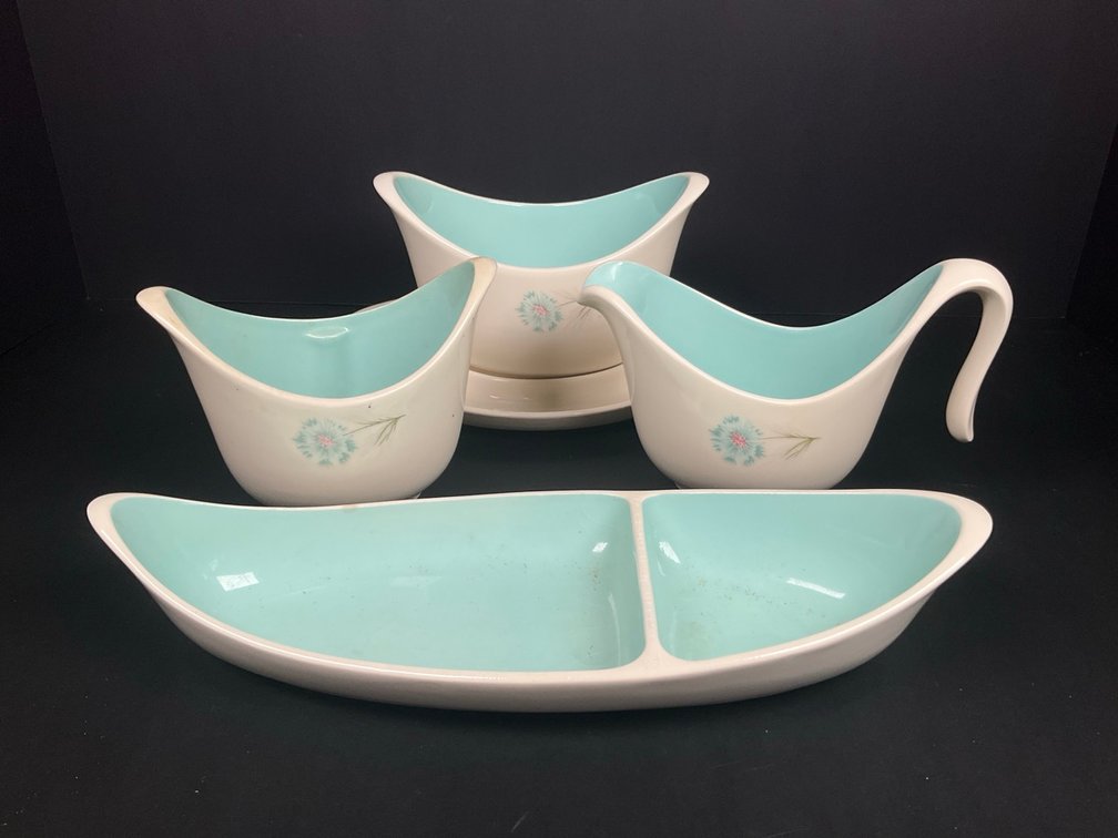 Blue & White Dishes Plus 4 Teapots