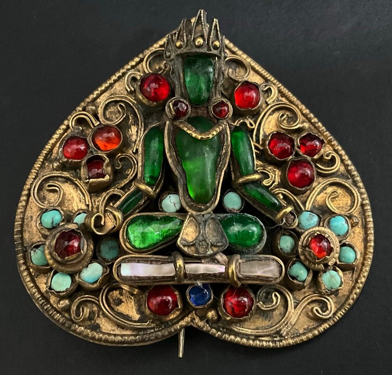 Brass Tibetan Style Brooch Depicting Buddha