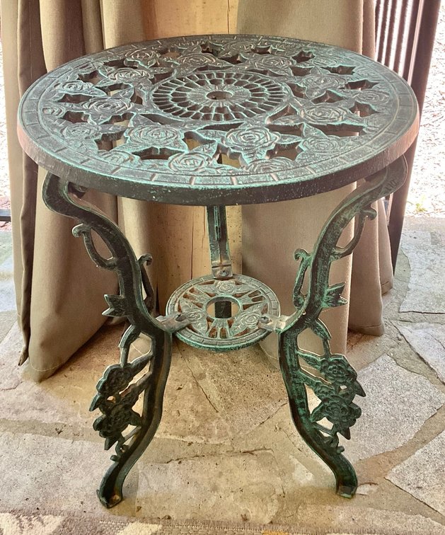 Cast Metal Rose Accent Table