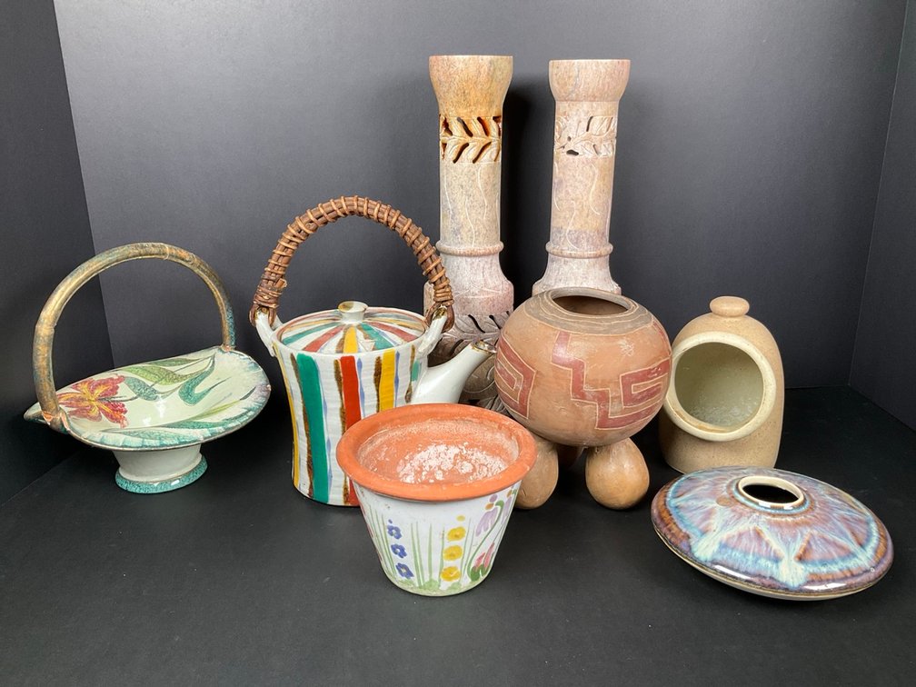 Decorator Pottery, Stone Candlesticks & More