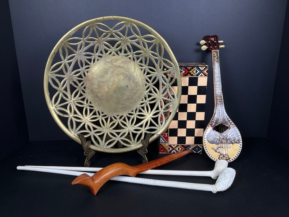 Brass Flower of Life Bowl, Clay Pipes & More
