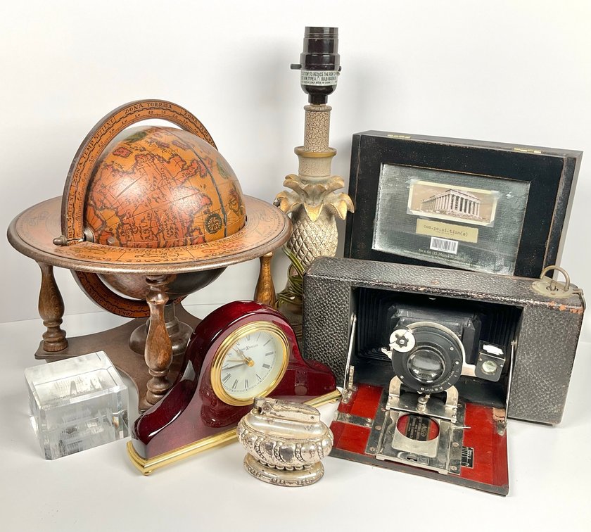 Desktop Globe, Vintage Lighter, Camera & More
