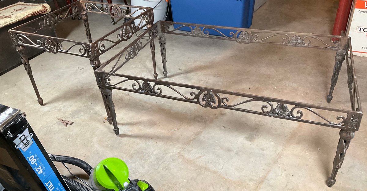 Two Metal Tables With Glass Tops