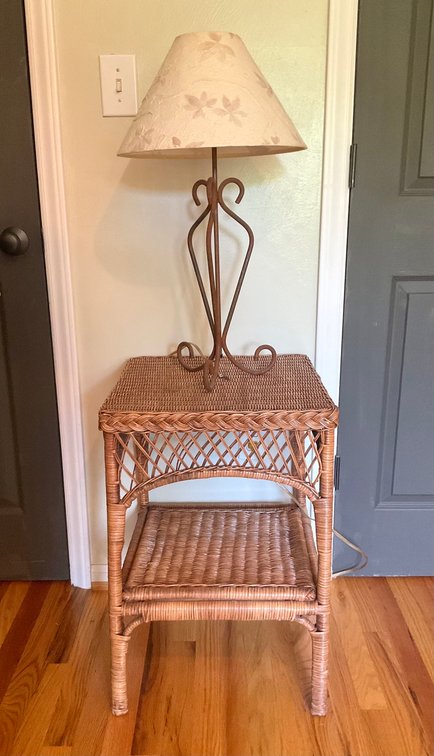 Wicker Table with Lamp