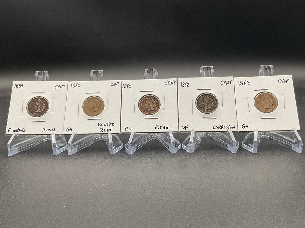 Five Early Indian Cents