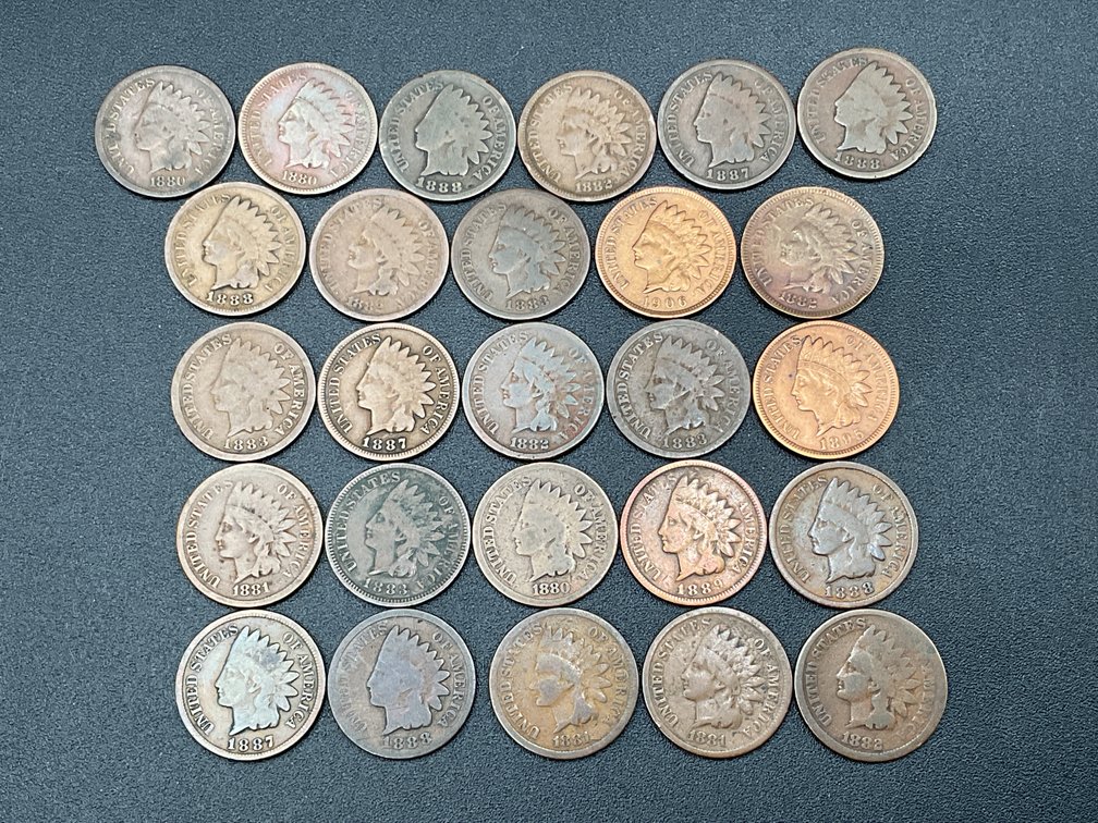 26 Indian Cents (1/2 ROLLS) In Various Circulated Grades