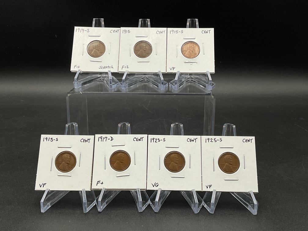 Seven better date Lincoln Wheat Cents