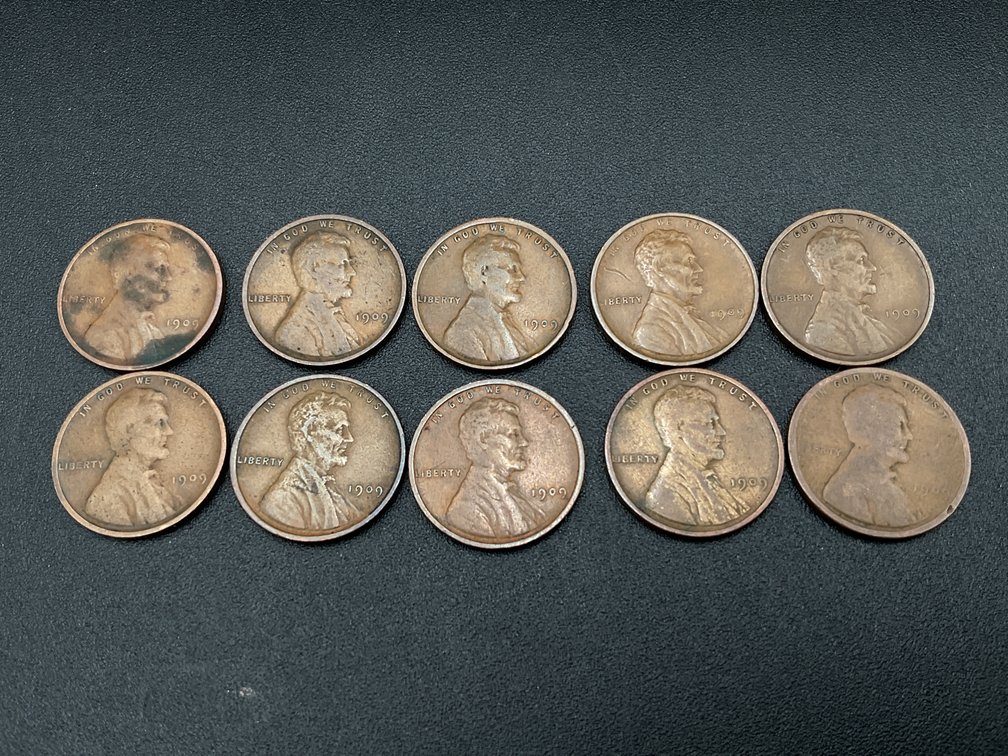 Ten First Year of issue Lincoln Cents