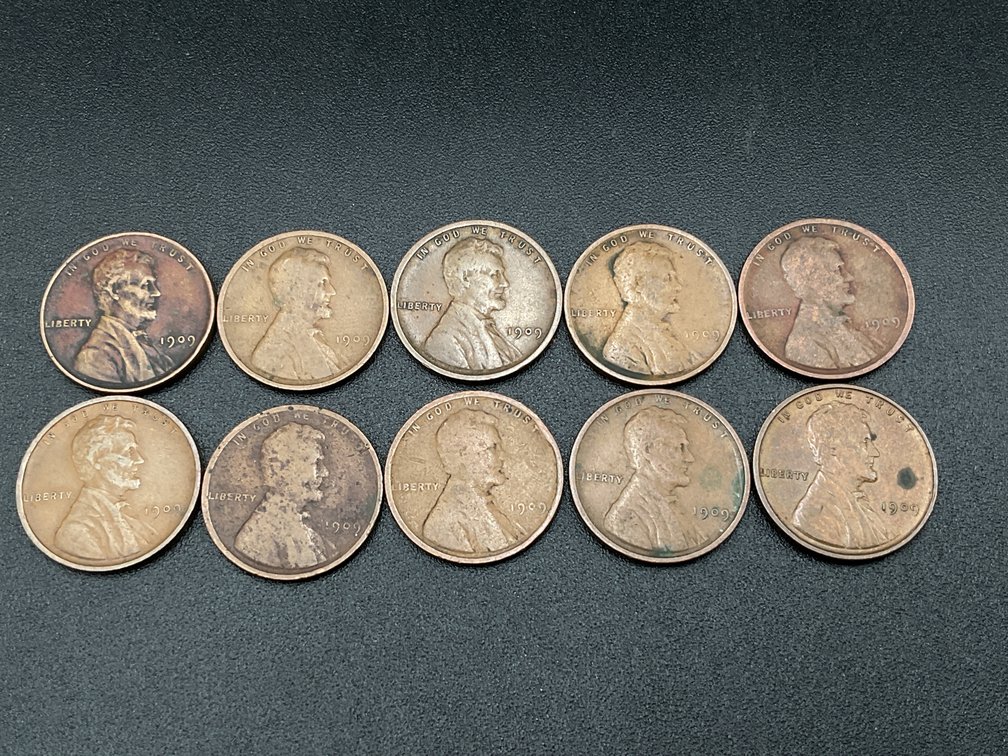 Ten First Year of issue Lincoln Cents