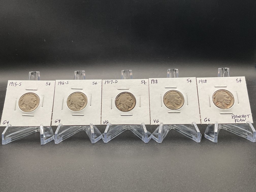 Five Better Date Buffalo Nickels