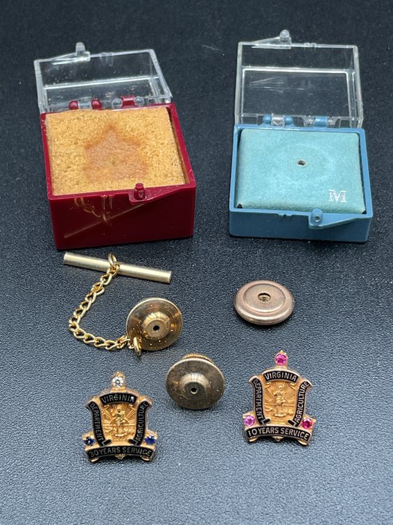 Two 10K Gold Virginia Dept of Agriculture Service Pins