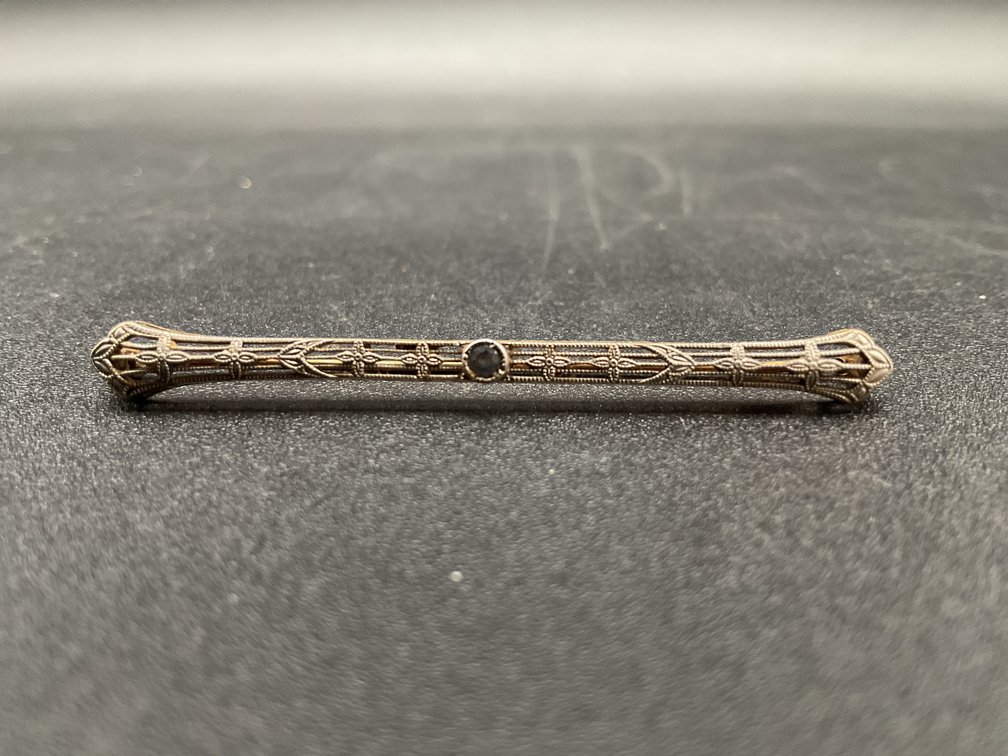 14K Gold Tested Bar Pin