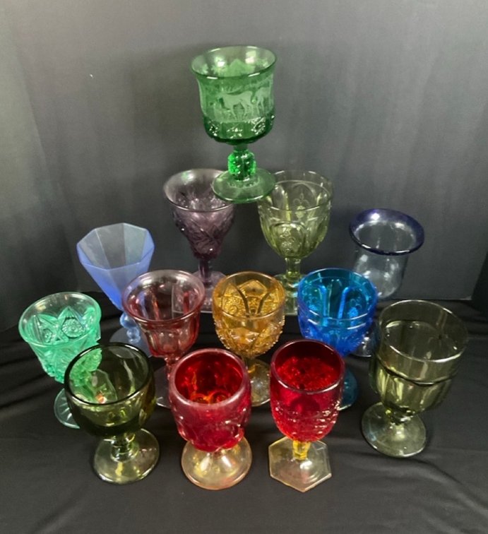 Mismatched Color Glass Goblets