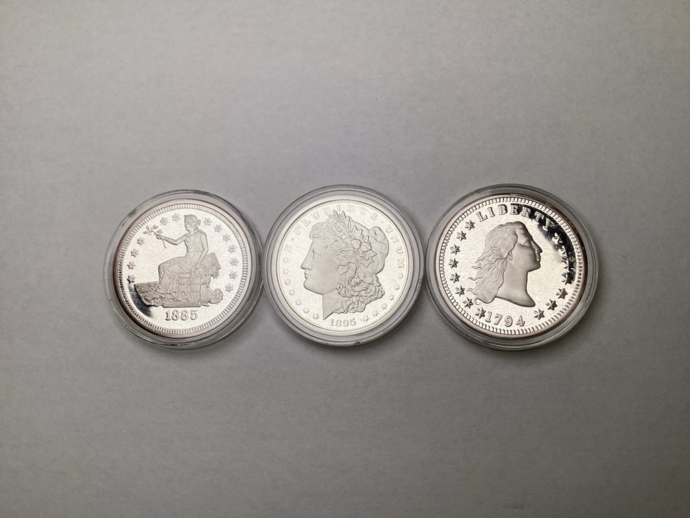 Three .999 1oz Silver Rounds