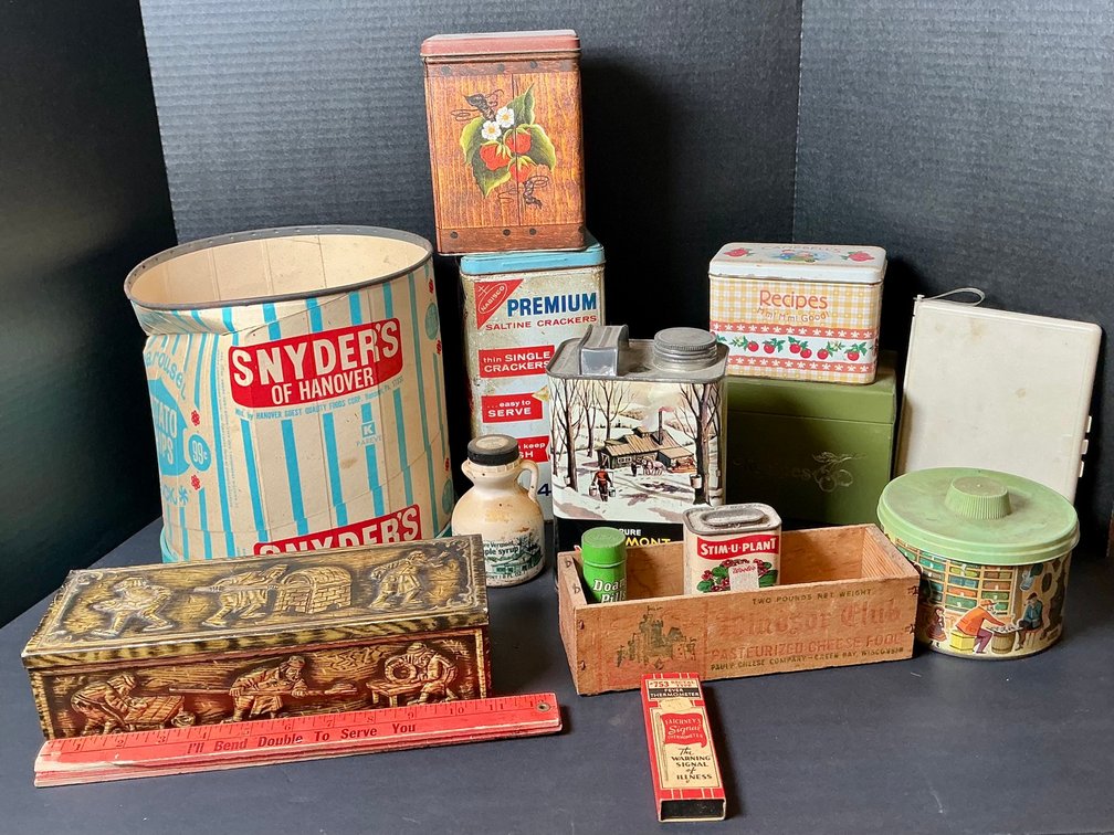 Vintage Snyder's Of Hanover Potato Chip Container, Miscellaneous Tins & More