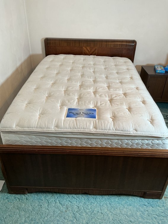 Vintage Wooden Waterfall Style Veneer Bed Frame