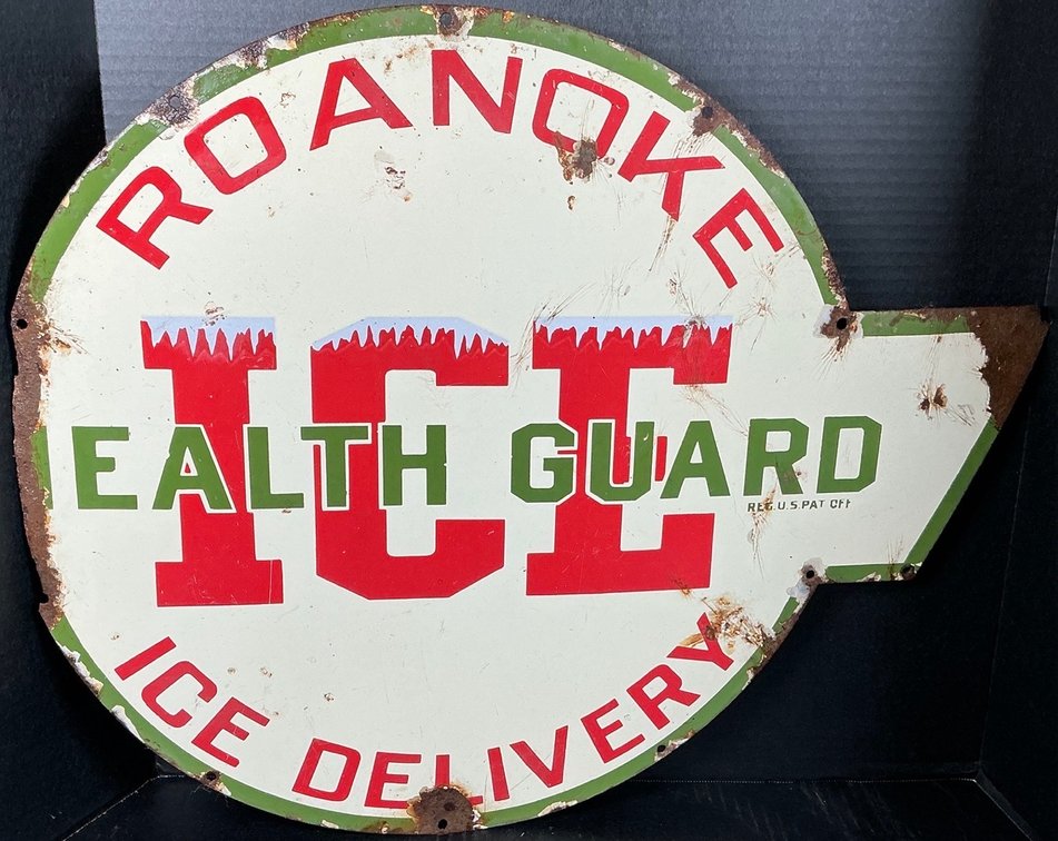 Vintage Roanoke Health Guard Ice Delivery Sign