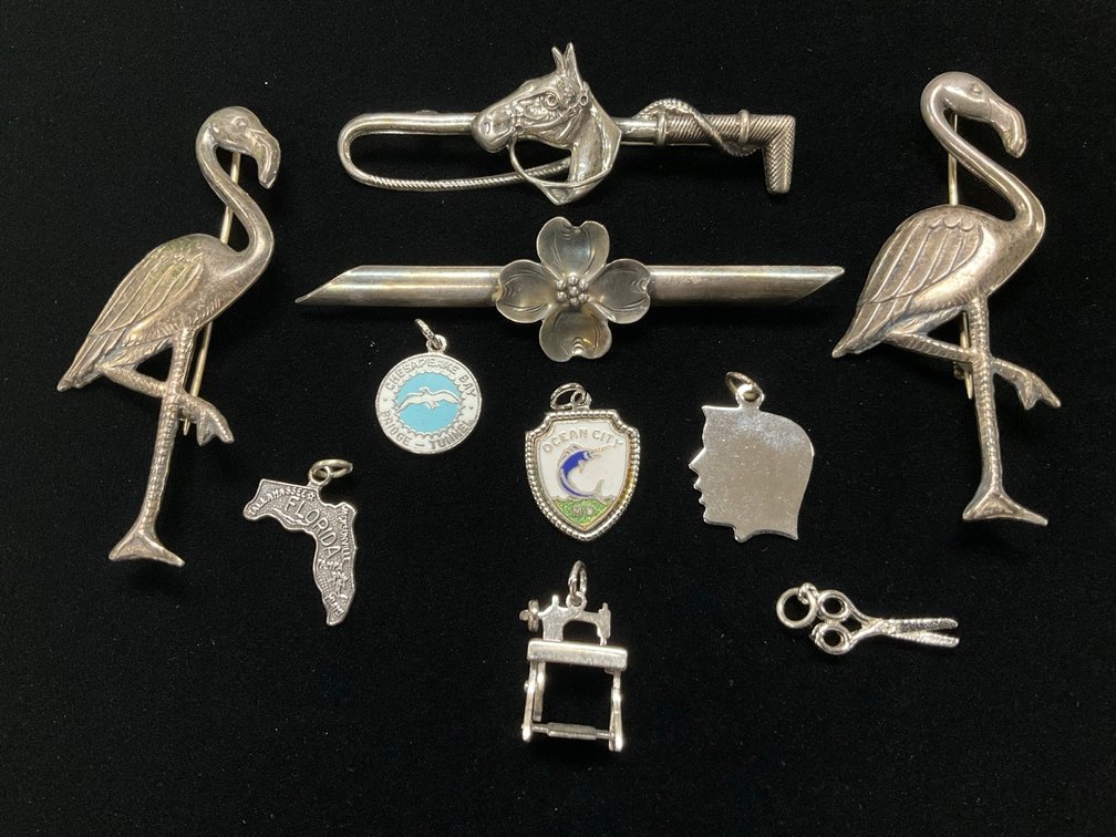 Sterling Pins & Charms