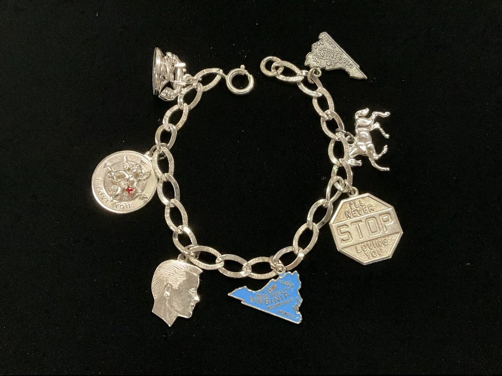 Sterling Charm Bracelet with 7 Sterling Charms