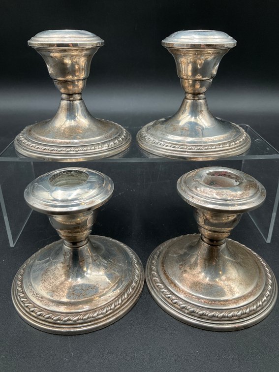 Four Sterling Silver Weighted Candlesticks by La Pierre