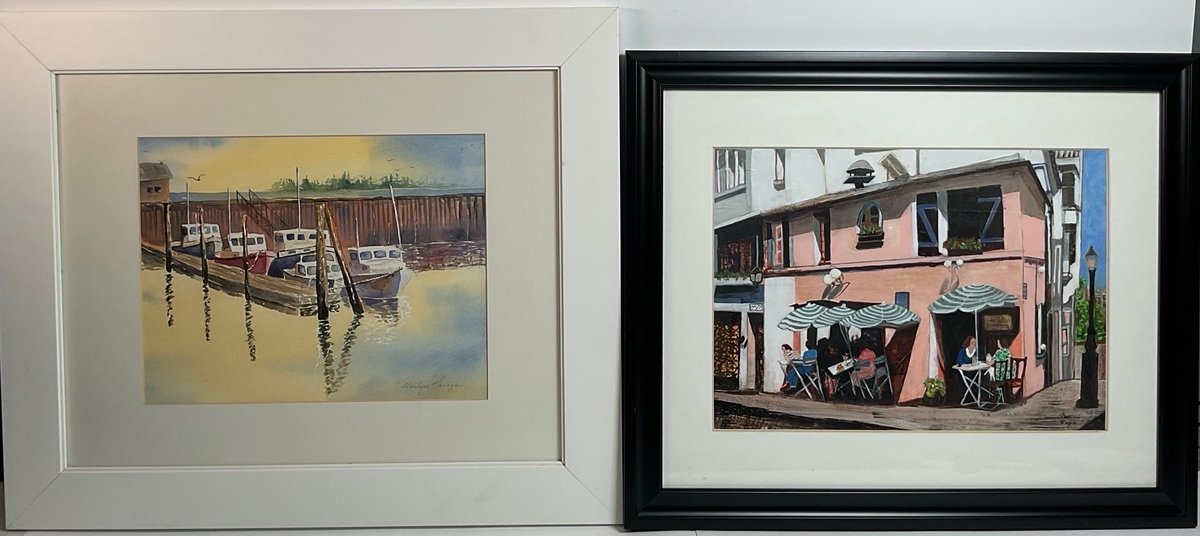 Marilyn Flanagan Boat Watercolor and Acrylic Cafe Paintings